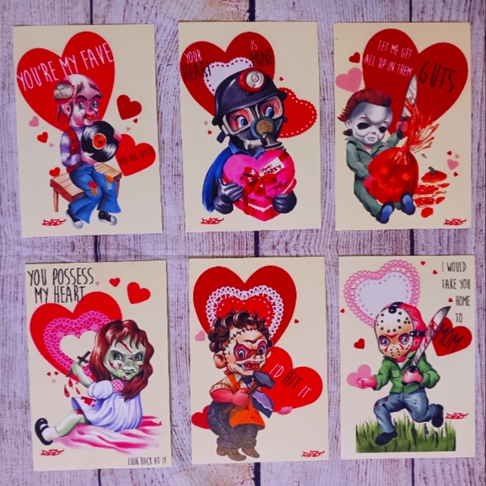 Vintage Horror Valentines postcards 4x6 novelty